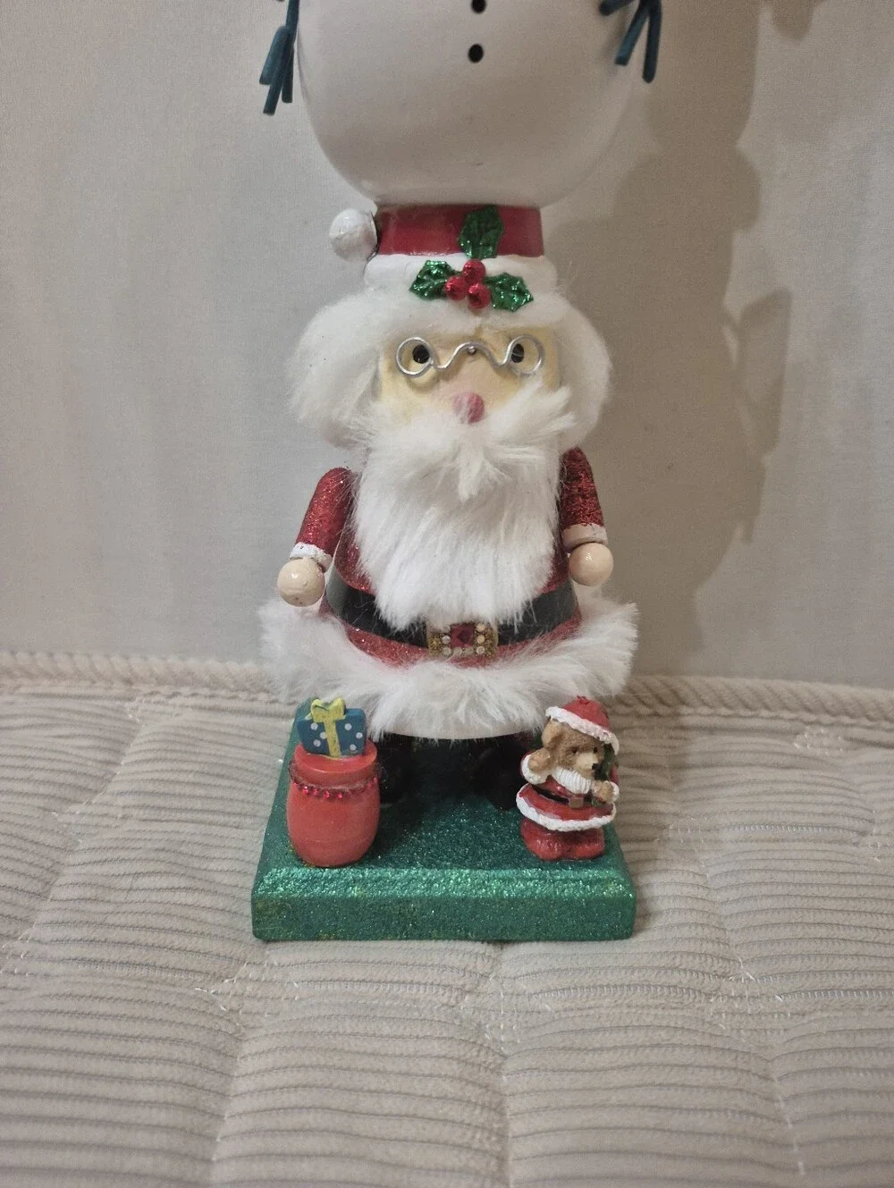 Festive Red and Green Stacked Holiday Nutcracker